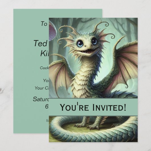 Dragon Jabberwocky Schattigee Fantasy Creature Art Kaart (Voorkant / Achterkant)