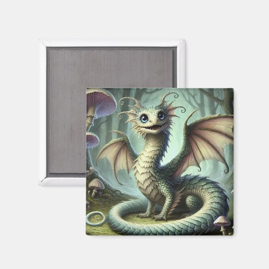 Dragon Jabberwocky Schattigee Fantasy Creature Art Magneet (Voorkant / Achterkant)