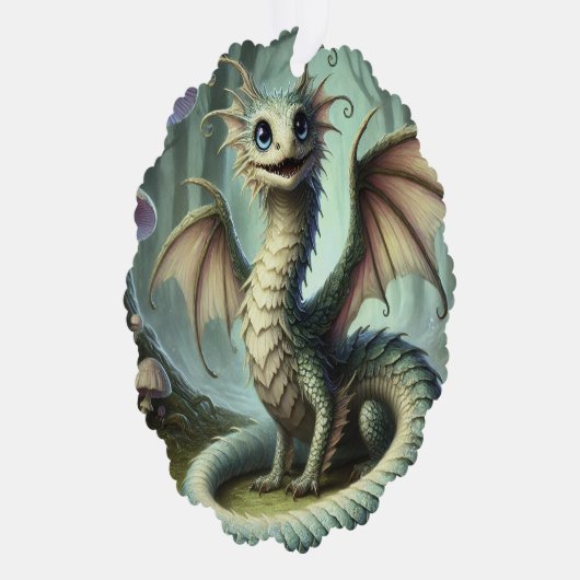 Dragon Jabberwocky Schattigee Fantasy Creature Art Ornament Kaart (Rechts)