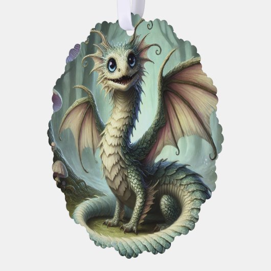 Dragon Jabberwocky Schattigee Fantasy Creature Art Ornament Kaart (Links)
