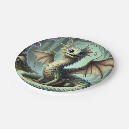 Dragon Jabberwocky Schattigee Fantasy Creature Art Papieren Bordje (Gekanteld)