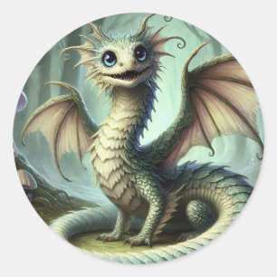Dragon Jabberwocky Schattigee Fantasy Creature Art Ronde Sticker
