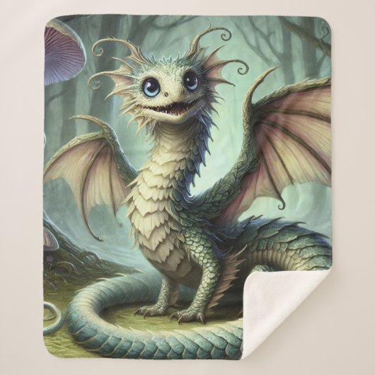 Dragon Jabberwocky Schattigee Fantasy Creature Art Sherpa Deken (Voorkant)