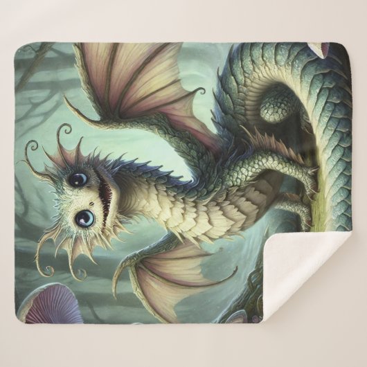 Dragon Jabberwocky Schattigee Fantasy Creature Art Sherpa Deken (Voorkant (horizontaal))