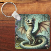 Dragon Jabberwocky Schattigee Fantasy Creature Art Sleutelhanger (Voorkant)