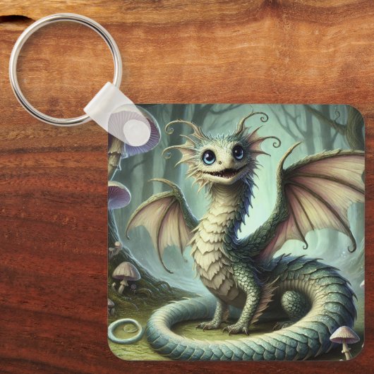 Dragon Jabberwocky Schattigee Fantasy Creature Art Sleutelhanger (Voorkant)