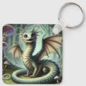 Dragon Jabberwocky Schattigee Fantasy Creature Art Sleutelhanger (Achterkant)
