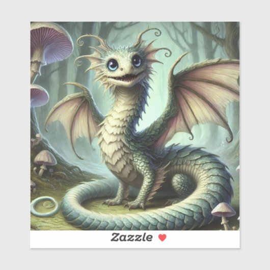 Dragon Jabberwocky Schattigee Fantasy Creature Art Sticker (Vel)