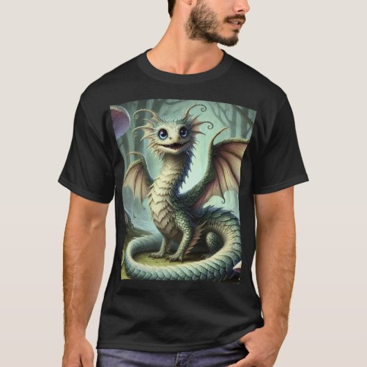 Dragon Jabberwocky Schattigee Fantasy Creature Art T-shirt (Voorkant)