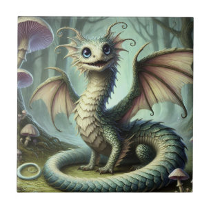 Dragon Jabberwocky Schattigee Fantasy Creature Art Tegeltje