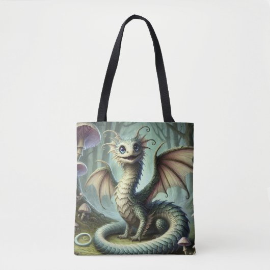 Dragon Jabberwocky Schattigee Fantasy Creature Art Tote Bag (Voorkant)