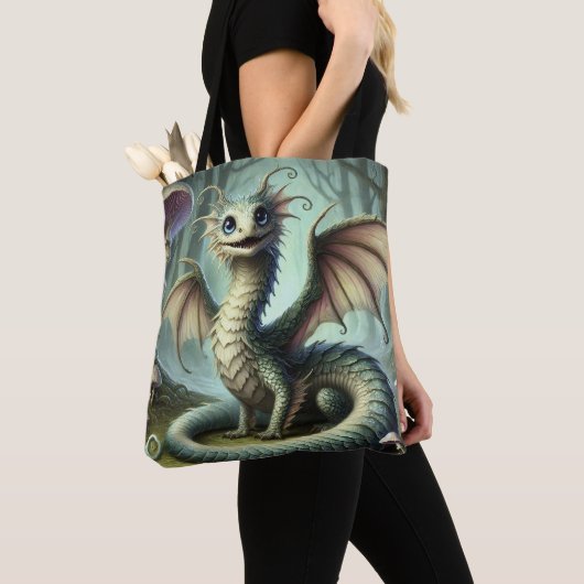 Dragon Jabberwocky Schattigee Fantasy Creature Art Tote Bag (Dichtbij)