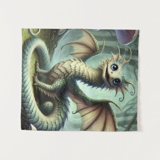 Dragon Jabberwocky Schattigee Fantasy Creature Art Wandkleed (Voorkant (horizontaal))