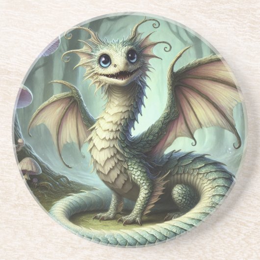 Dragon Jabberwocky Schattigee Fantasy Creature Art Zandsteen Onderzetter (Voorkant)