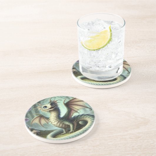 Dragon Jabberwocky Schattigee Fantasy Creature Art Zandsteen Onderzetter (Zijkant)