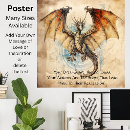 Dragon - je dromen zijn het kompas poster