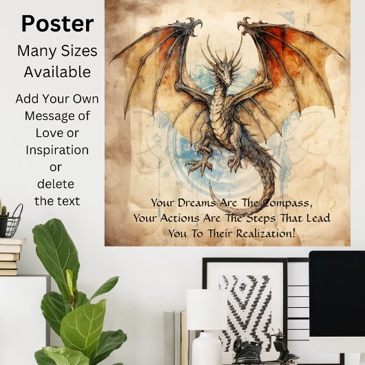 Dragon - je dromen zijn het kompas poster