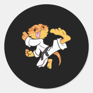 Dragon Karate Samurai Lizard Bearded Drago Ronde Sticker