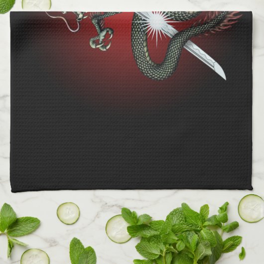 Dragon katana3 theedoek (Gevouwen)