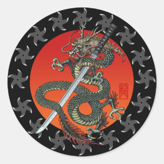 Dragon katana 2 ronde sticker