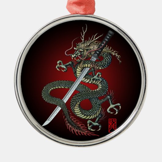 Dragon katana metalen ornament (Voorkant)