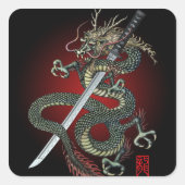 Dragon katana vierkante sticker (Voorkant)
