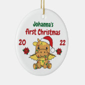 Dragon kerstbaby's eerste kerstdag keramisch ornament (Rechts)