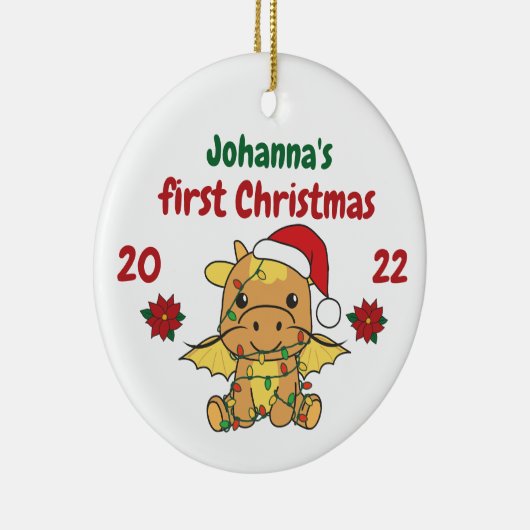 Dragon kerstbaby's eerste kerstdag keramisch ornament (Rechts)