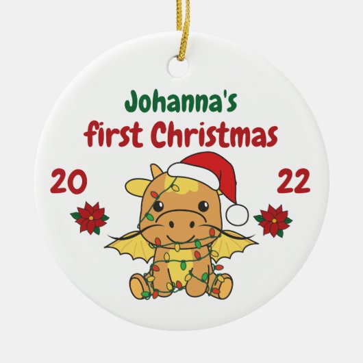 Dragon kerstbaby's eerste kerstdag keramisch ornament (Voorkant)