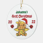 Dragon kerstbaby's eerste kerstdag keramisch ornament (Links)