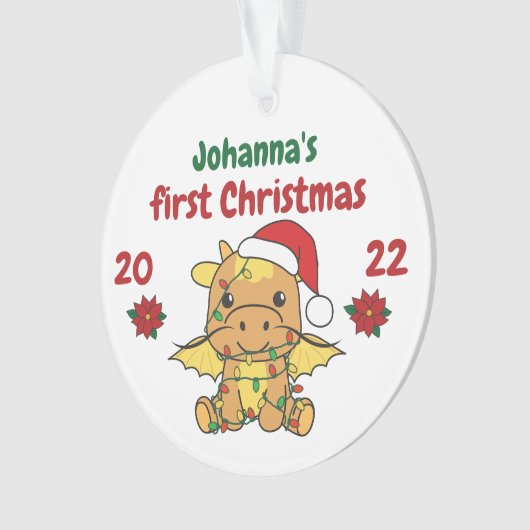 Dragon kerstbaby's eerste kerstdag ornament (voorkant)