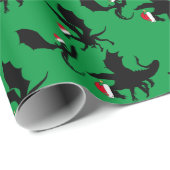 Dragon kerstpatroontromen Santa Hat Dragons Cadeaupapier (Rol Hoek)