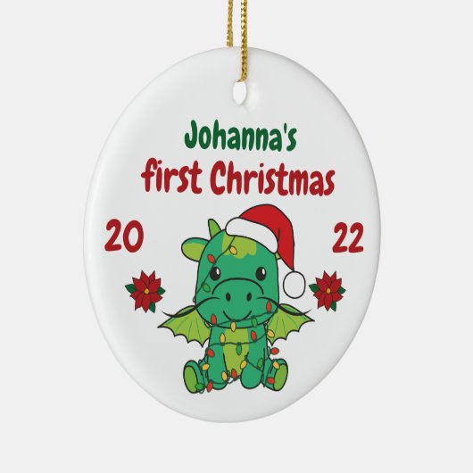 Dragon Kerstwinter, eerste kerstdag Keramisch Ornament (Rechts)