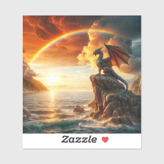 Dragon kijkt naar het zee sticker (Vel)