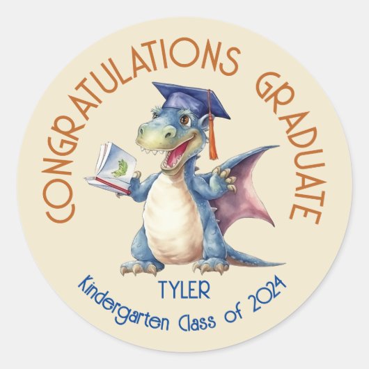Dragon Kleuterschool Afstuderen Ronde Sticker (Voorkant)