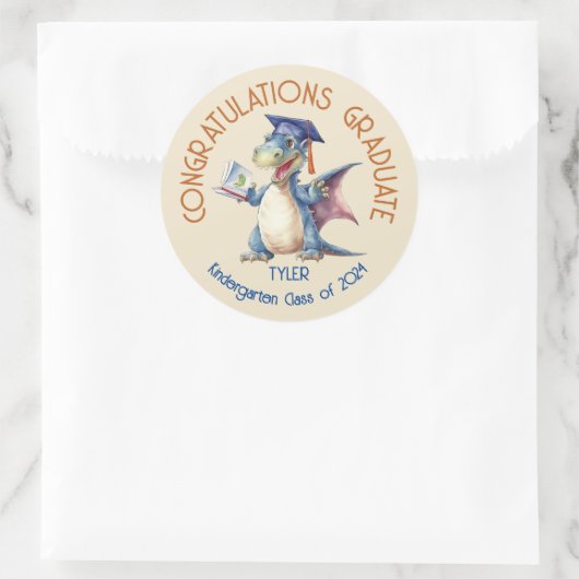 Dragon Kleuterschool Afstuderen Ronde Sticker (Tas)