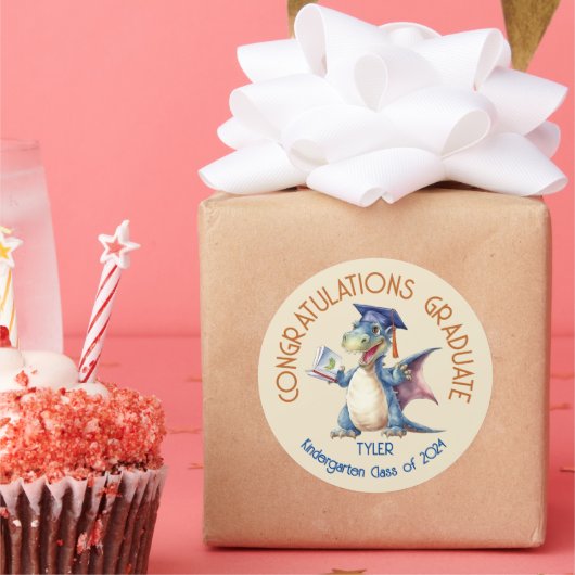 Dragon Kleuterschool Afstuderen Ronde Sticker (Feest)