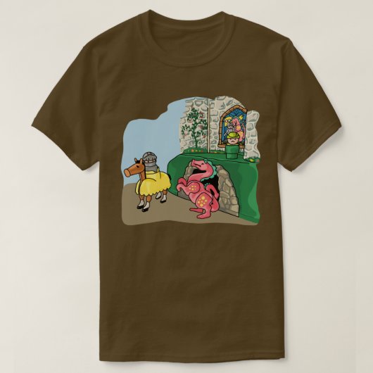 Dragon, Knight en Outlaw Hero op het Castle T-shirt (Design voorkant)
