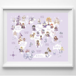 Dragon Knights Wereldkaart, Paarse Legends Wereldk Poster