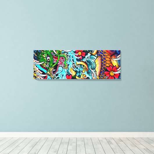 Dragon Koi Canvas Afdruk (Insitu (Houten vloer))
