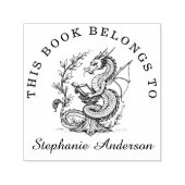Dragon Lezen van een Boek Bibliotheek Bookplate St Zelfinktende Stempel (Design)