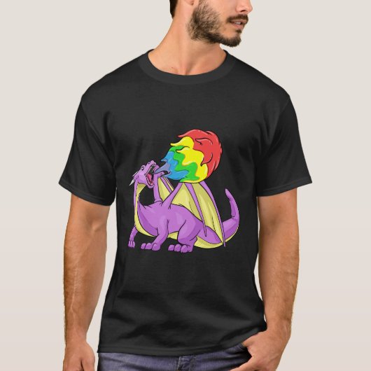 Dragon LGBT Fire Breathing Gay Funny Gift T-shirt (Voorkant)