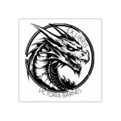 Dragon Library Boek Ex Libris Rubberstempel (Afrduk)