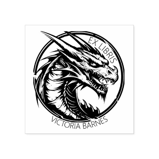 Dragon Library Boek Ex Libris Rubberstempel (Afrduk)