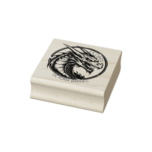 Dragon Library Boek Ex Libris Rubberstempel (Stempel)