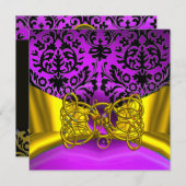 DRAGON LIEFDE GOUD PAARS ZWART DAMAST MONOGRAM KAART (Voorkant / Achterkant)