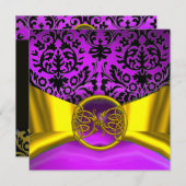 DRAGON LIEFDE GOUD PURPER ZWART DAMAST MONOGRAM KAART (Voorkant / Achterkant)