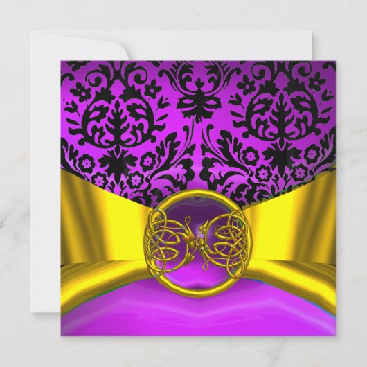 DRAGON LIEFDE GOUD PURPER ZWART DAMAST MONOGRAM KAART (Voorkant)