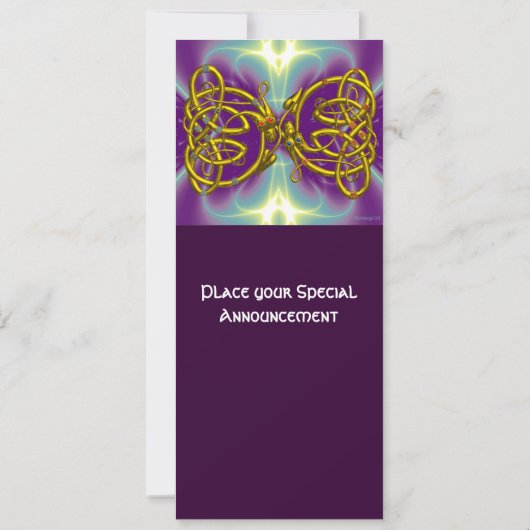 DRAGON LIEFDE Keltische Knopen Goud Paars Fantasie Kaart (Achterkant)