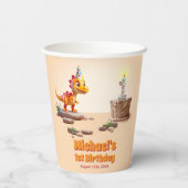 Dragon Little Dino | 1e verjaardag foto groot numm Papieren Bekers (Achterkant)